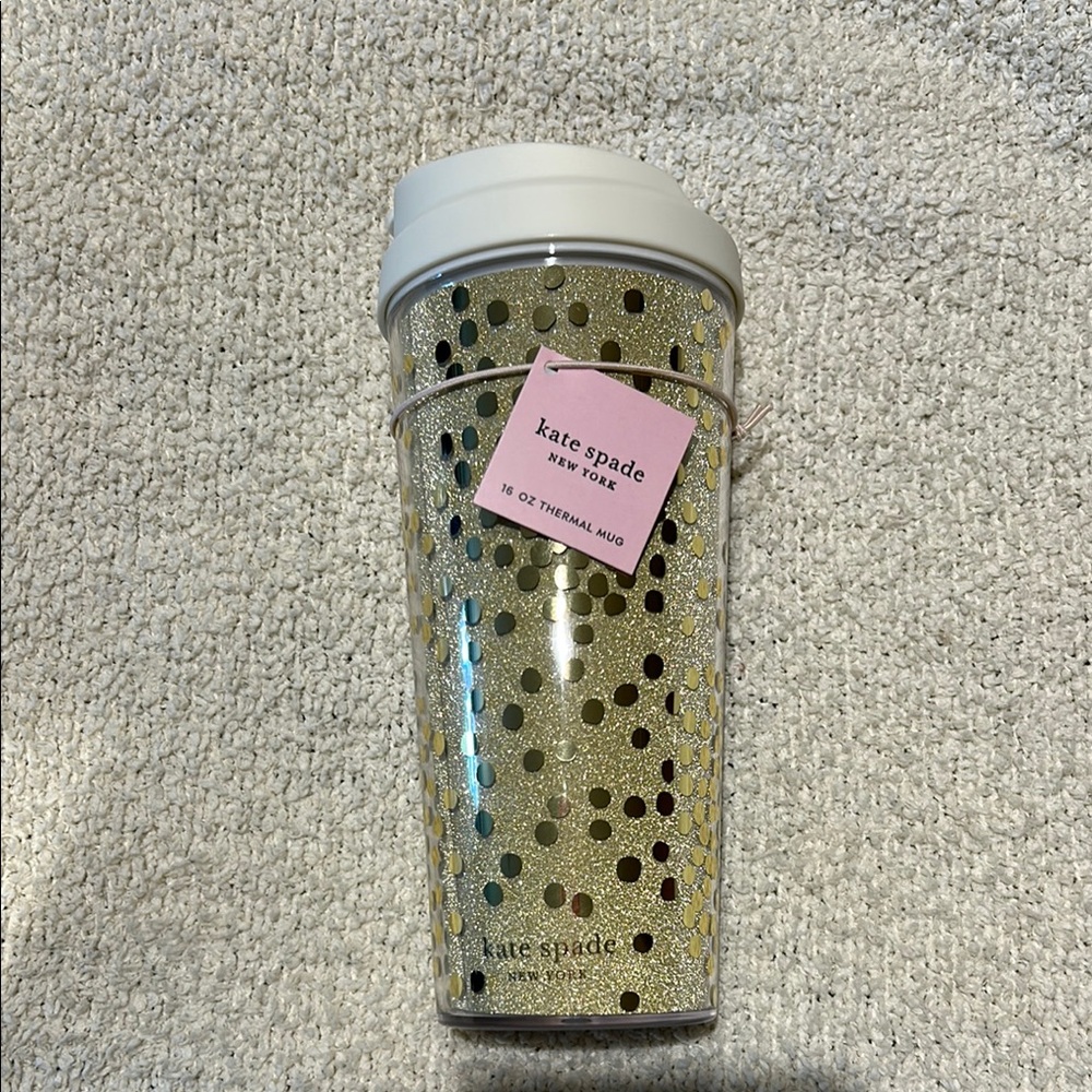 Kate Spade Gold and White Bath & Body Tumbler